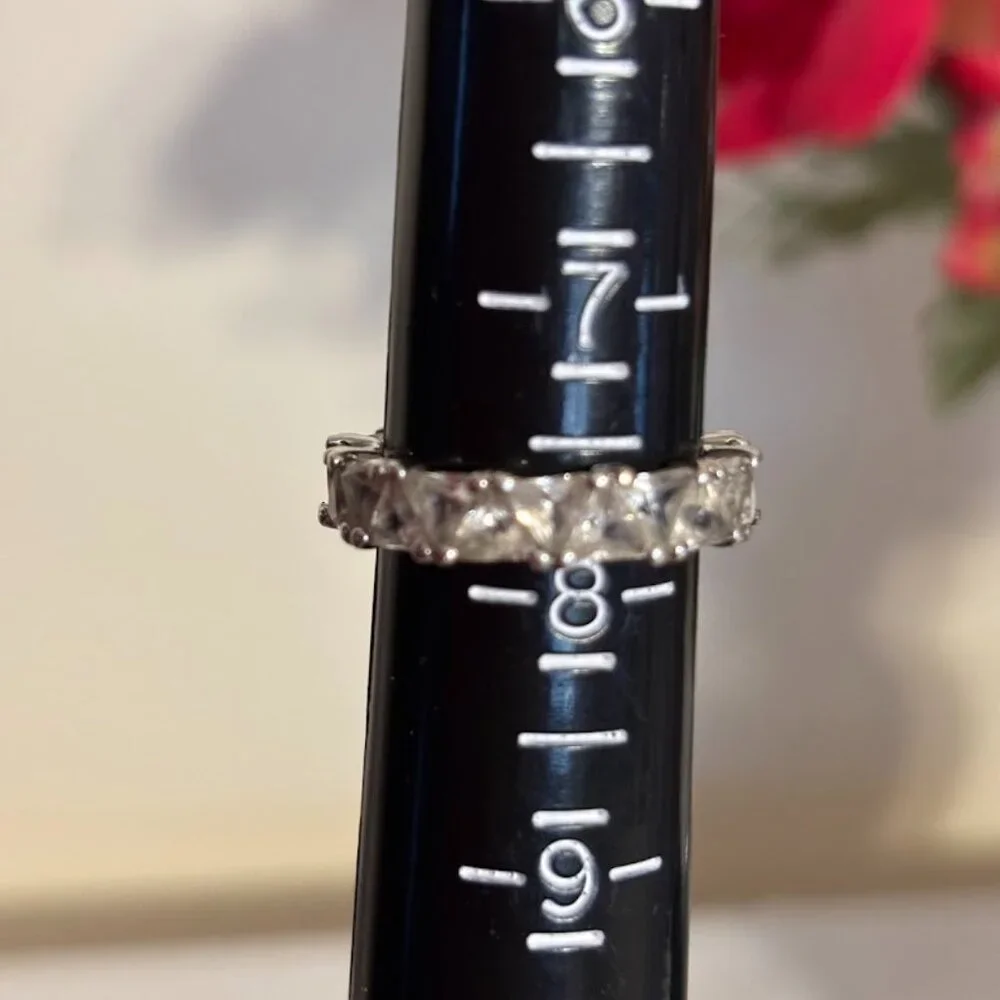 Dorsey Theodora Double Trillion Ring (White Sapphires) in Silver - size 8 - Picture 15 of 16